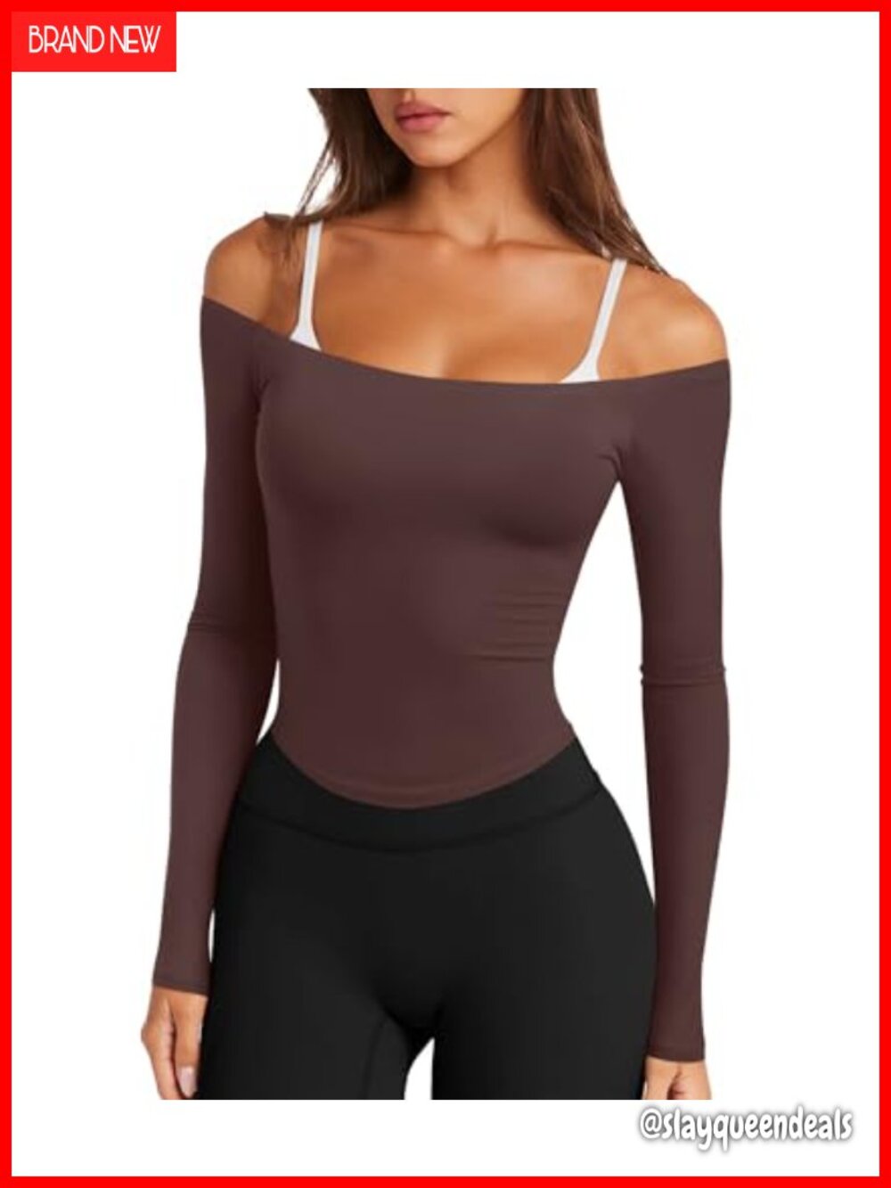 Womens Off Shoulder Long Sleeve Crop Top Buttery Soft Modal